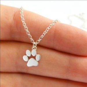 Pet Paw Silver Tone Pendant Necklace